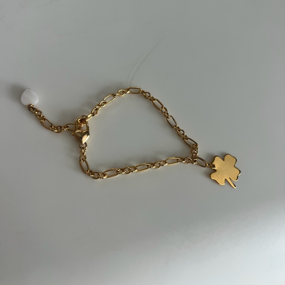gold filled lucky four-leaf clover charm bracelet